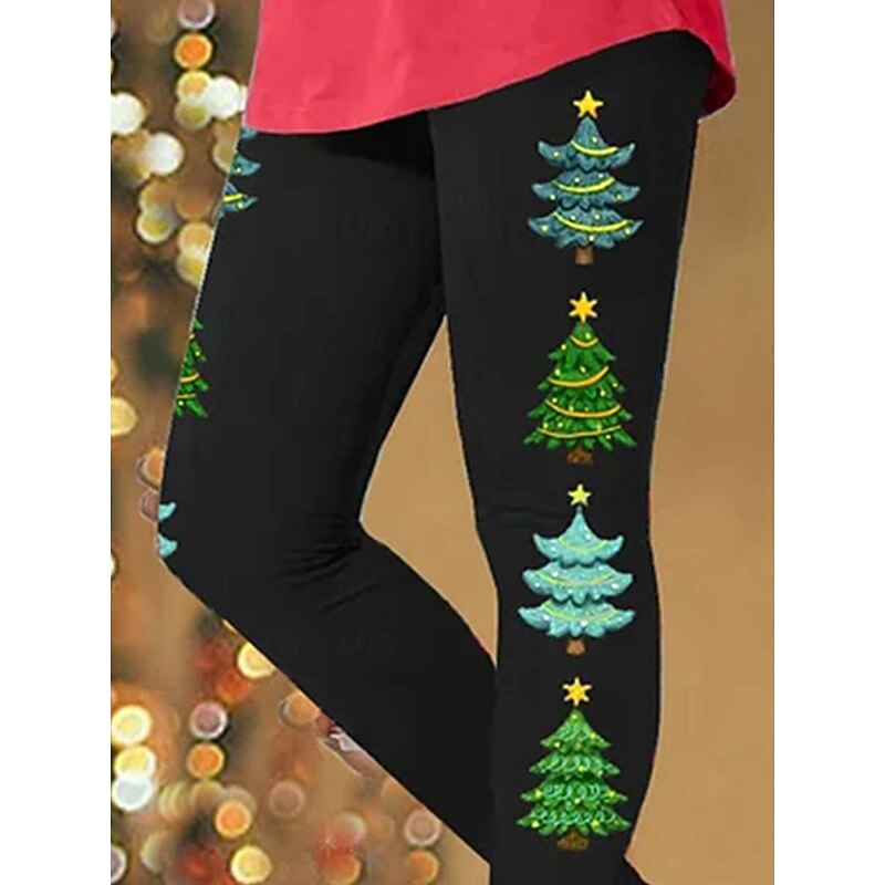 Women's Leggings Vacation Vintage Fashion Ankle-Length High WaistPantsUgly Christmas Graphic Christmas Printing Thermal Warm Soft Breathable Stretchy Formal Outdoor Vacation Green Summer Spring Fall2