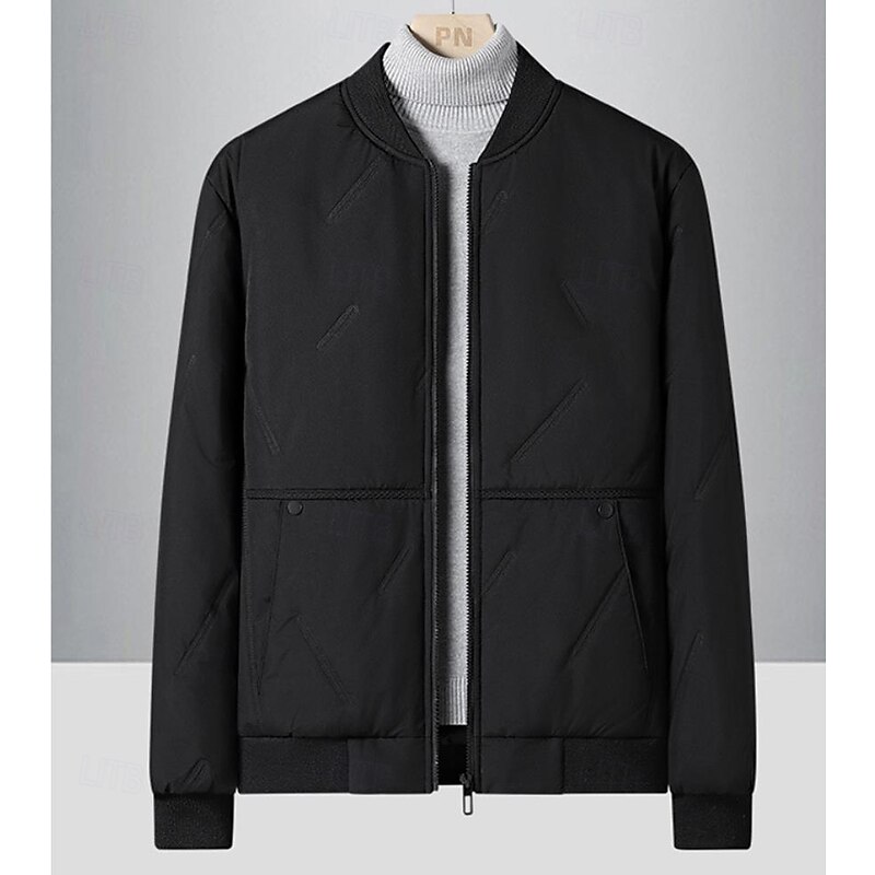 Men's Bomber Jacket Quilted Jacket Padded Casual Daily Pocket Quilted Fall Winter Solid Color Active Sports Short Black Blue Khaki Jacket4