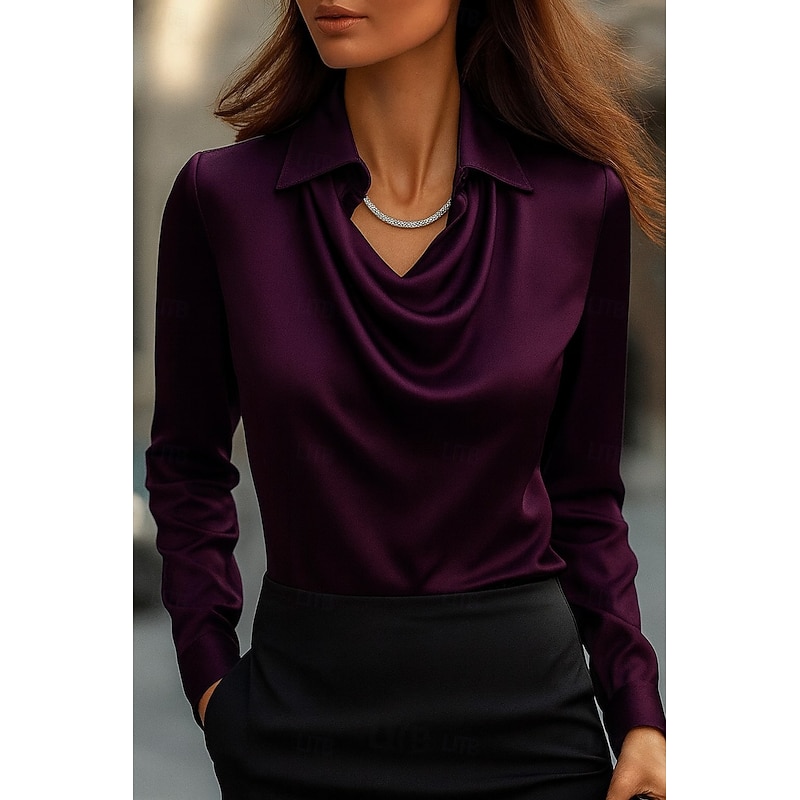 Women's Shirt Graphic Geometric Abstract Elegant Stylish Casual Long Sleeve Cowl Neck Regular Tops Work Party Evening Wear Daily Ruched Draped Blue Purple Red White Spring Fall Winter Spring, Fall3