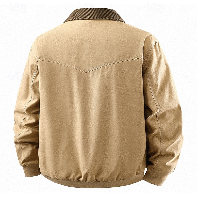 Men's Cargo Jacket Casual Jacket Vacation Daily Breathable Pocket Fall Winter Plain Fashion Classic Lapel Regular Black Brown Khaki Jacket2