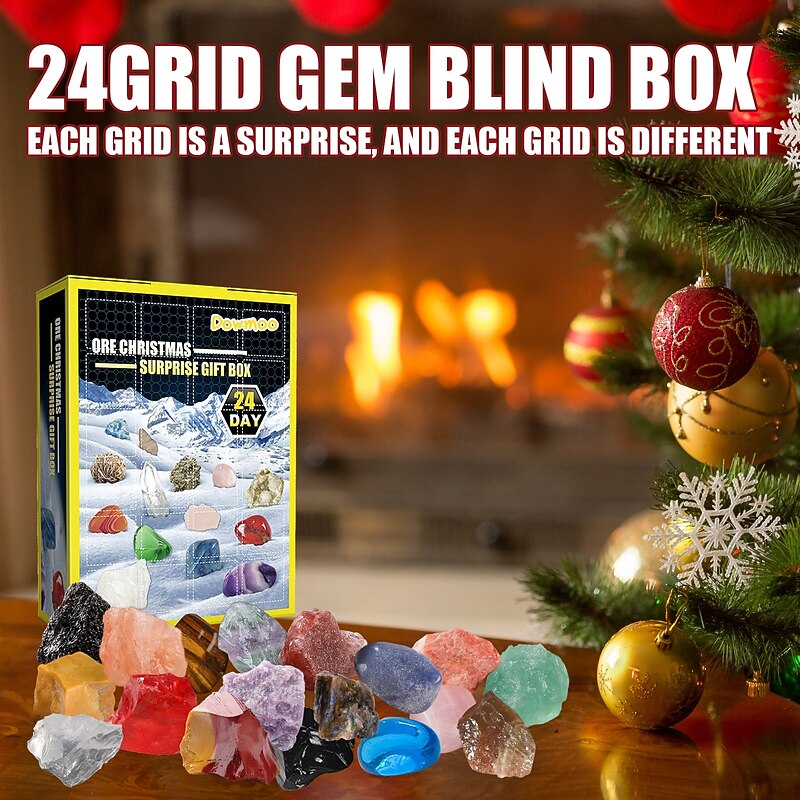 Crystal Advent Calendar 2025 for Kids 24 Natural Gemstones & Healing Stones Advent Calendar with Geographic Gemstone Rocks and Minerals - Christmas Countdown Gift for Boys Girls Teens & Adults4