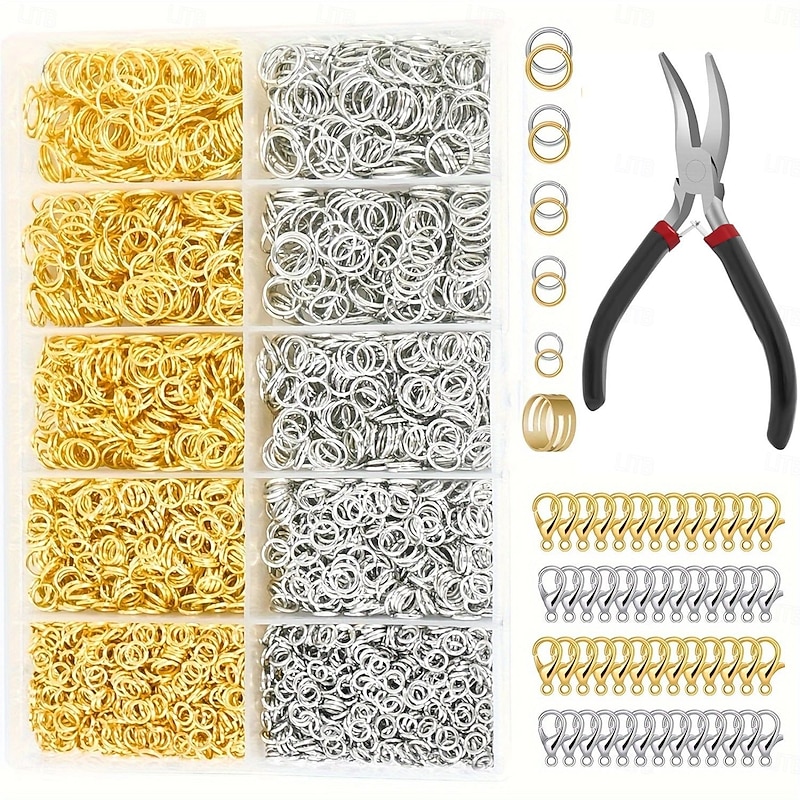 4600PCS Open Jump Rings Kit, Gold and Silver Jewelry Making Connectors with Clasps and Closures, DIY Findings for Necklace, Bracelet and Earring Repair