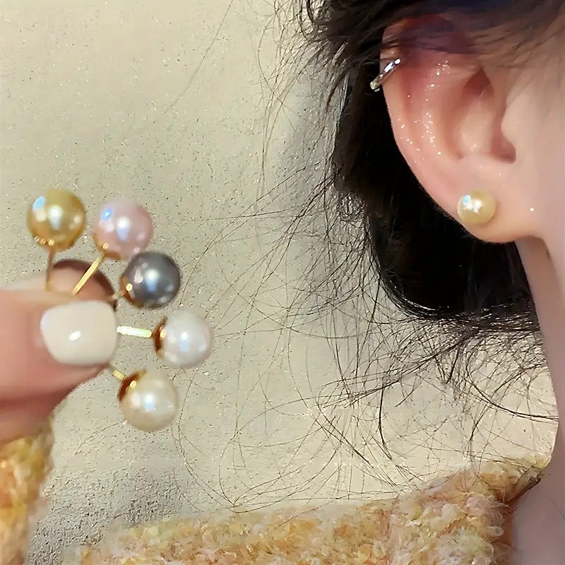 5 Pairs Faux Pearl Stud Earrings Gift Box Set, Elegant and Luxurious, Mix-and-Match Daily Earrings for Monday to Friday4