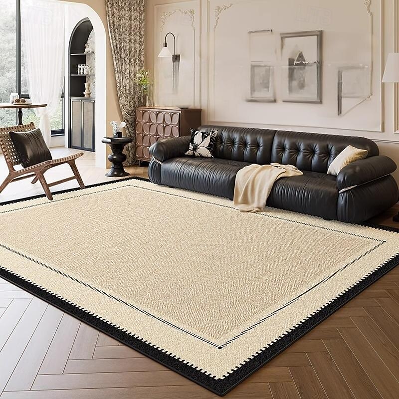 French Vintage Area Rug, Luxury Wash-Free Wipeable Carpet for Living Room or Bedroom, Elegant Large Floor Mat for Sofa and Home Decor