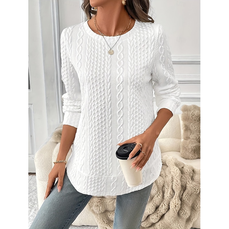 Women's Pullover Sweatshirt Casual Long Sleeve Crew Neck Regular Tops White Summer Fall Winter2