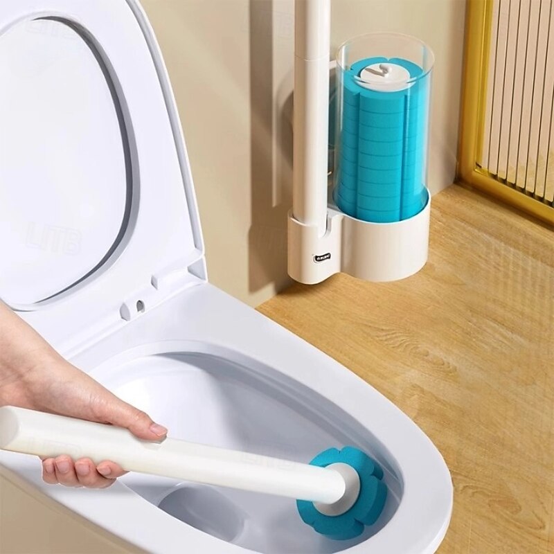 TAILI Disposable Toilet Cleaning System, Disposable Toilet Bowl Cleaner Brush Wands with Holder, Disposable Toilet Brush with Replacement Brush Head