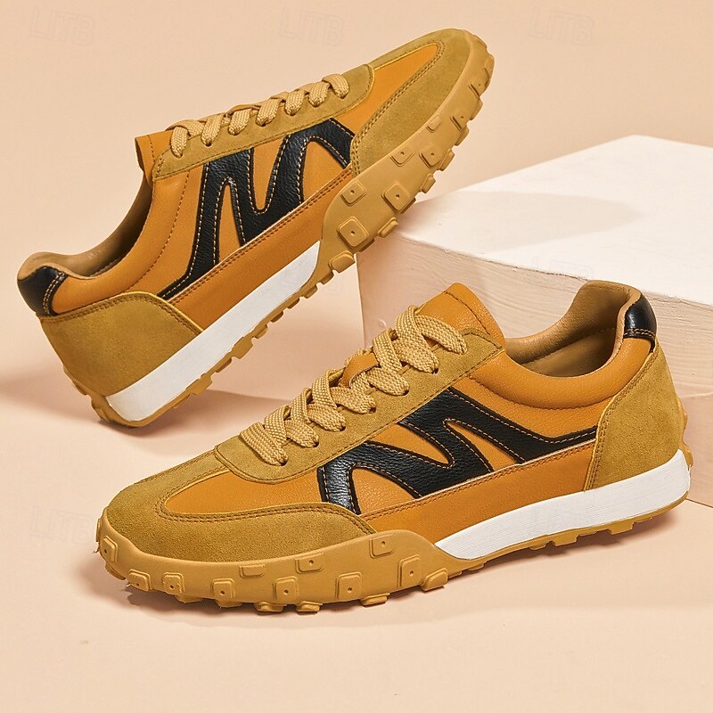 Men's Faux Leather Lace-Up Sneakers Retro Outdoor Sport Shoes – Comfortable Walking, Training and Casual Style4