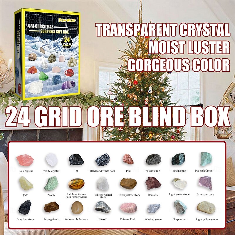 Crystal Advent Calendar 2025 for Kids 24 Natural Gemstones & Healing Stones Advent Calendar with Geographic Gemstone Rocks and Minerals - Christmas Countdown Gift for Boys Girls Teens & Adults3