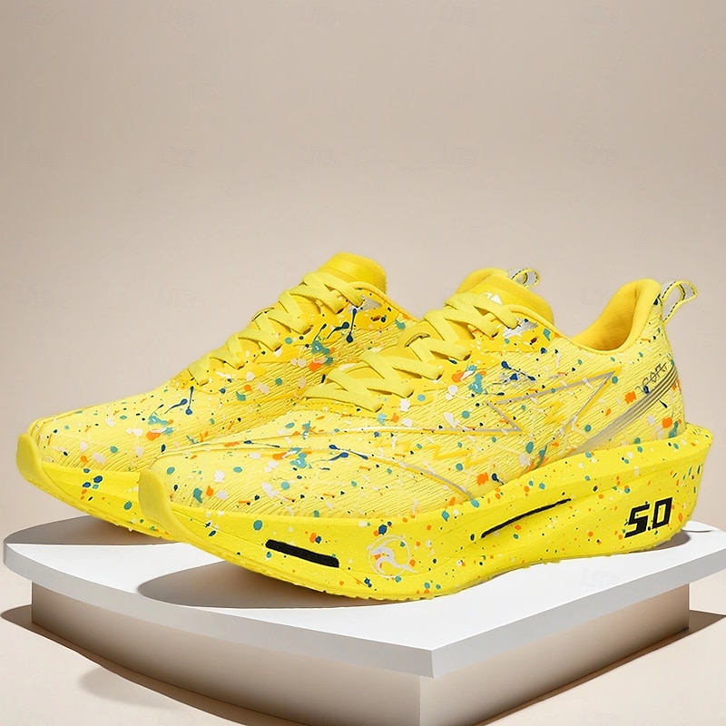 Men's Yellow Sport Sneakers – Breathable Mesh Athletic Running Shoes for Gym, Jogging and Outdoor Training