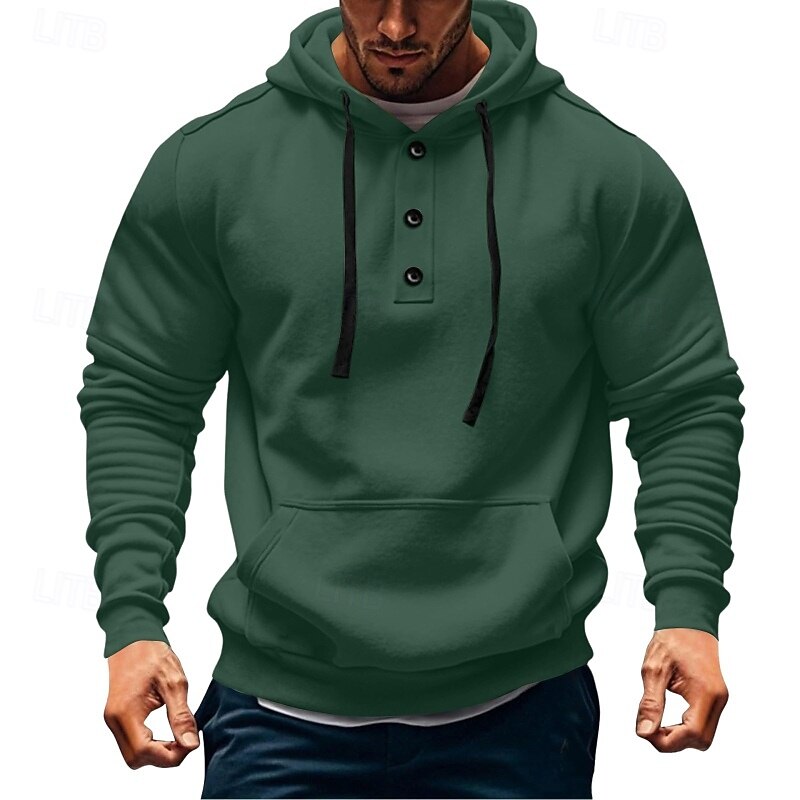 Men's Hoodie Button Up Hoodie Fleece Hoodie Tactical Hoodie Black White Army Green Burgundy Navy Blue Hooded Plain Pocket Sports & Outdoor Casual Daily Streetwear Cool Sportswear Spring &  Fall4