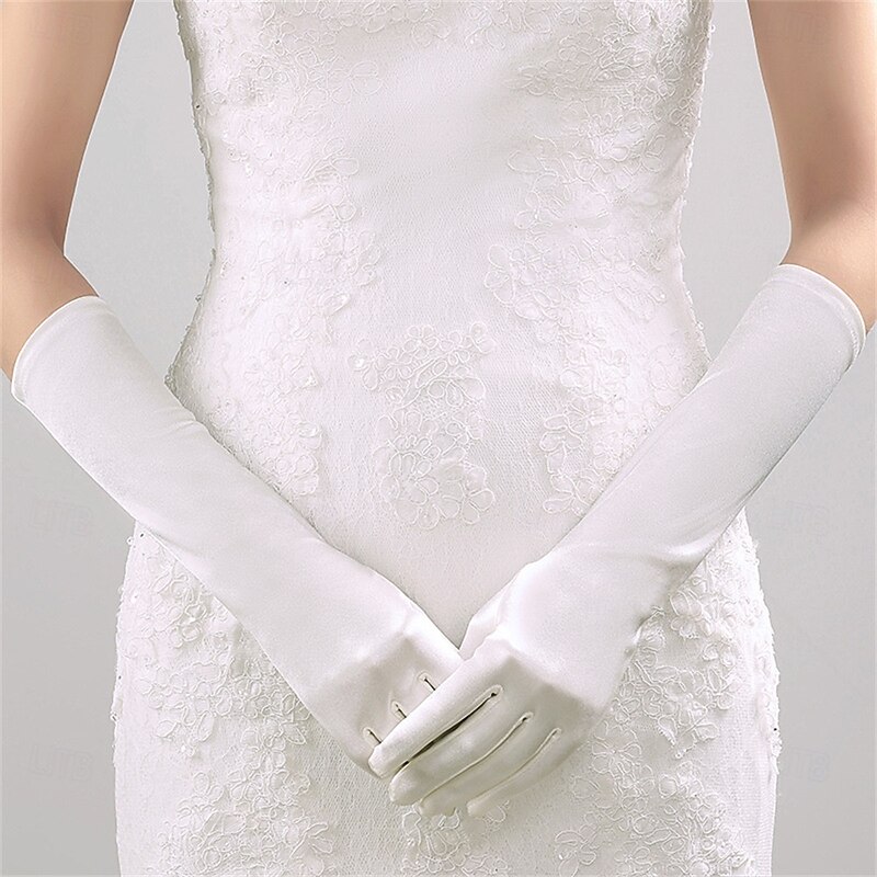 Satin Elbow Length Glove Elegant / Stylish / Simple With Pure Color Wedding / Party Glove4