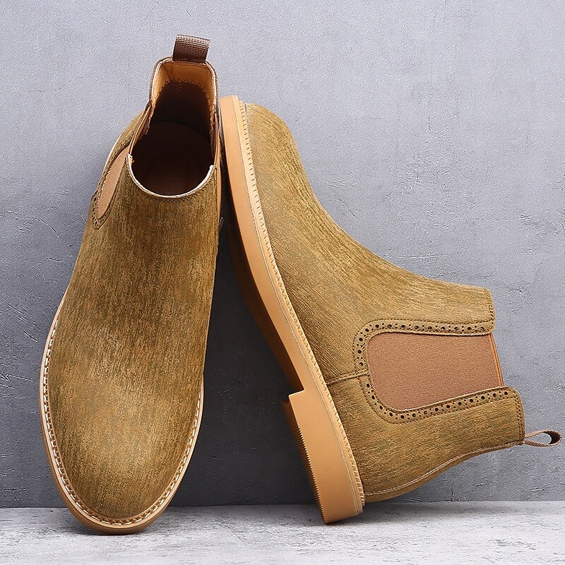 Men's Khaki Chelsea Boots Lightweight Casual Ankle Style with Elastic Gussets for Office, Weekend Outings and Everyday Comfort3