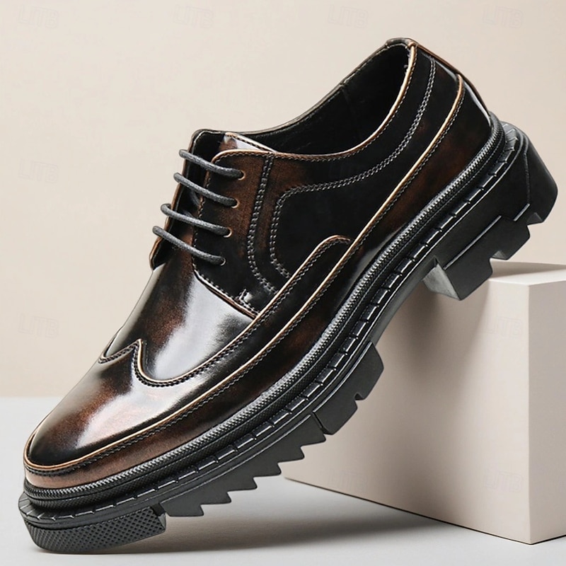 Men's Green Patent Faux Leather Dress Shoes – Glossy Lace-Up Oxford Style for Formal Events, Business Meetings and Weddings2