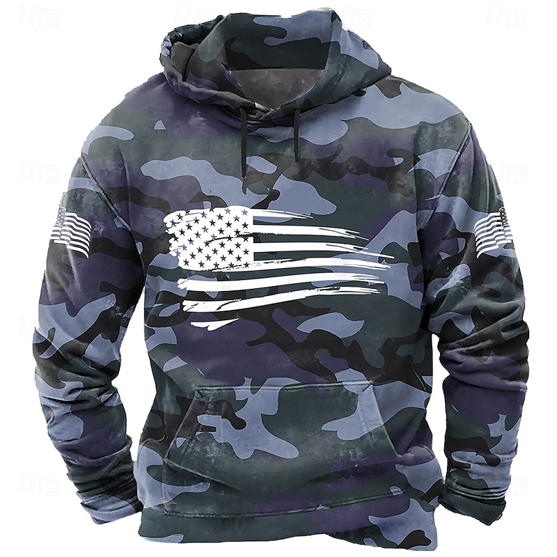 Men's Deer Hoodie Sweatshirt Tactical Crew Neck Outdoor Hunting Blue Green Drawstring Fall Winter Designer2