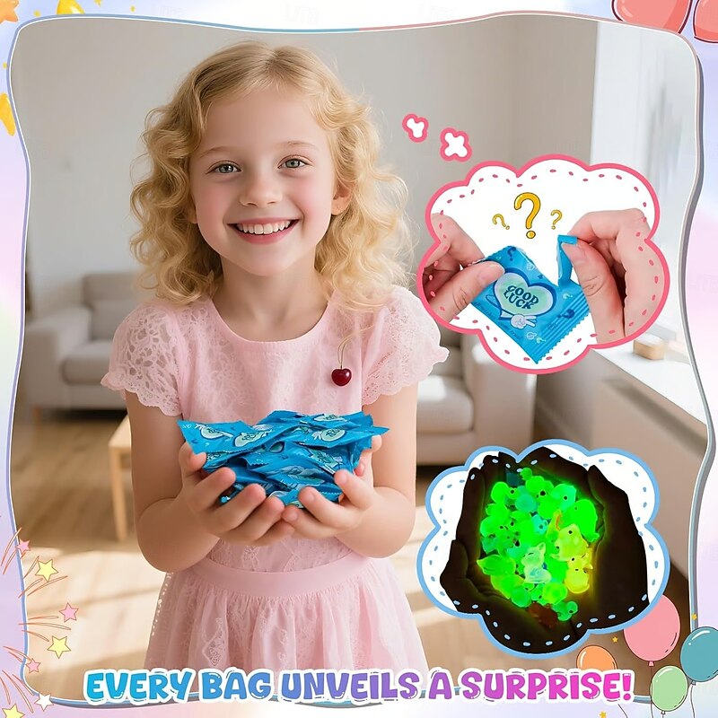 Mini Glow in The Dark Resin Animals, 50/100/200pcs Mystery Bag SetTiny Ducks, Rabbits, Cats, Turtles, and More, DIY Craft, Fairy Garden, Home Decor, Collectibles for Kids & Adults2