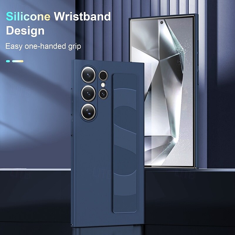 Phone Case For Samsung Galaxy S25 S24 S23 Ultra Plus A54 Back Cover with Wrist Strap Shockproof Retro Silicone2