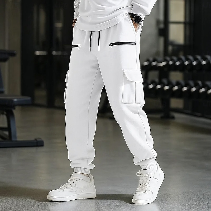 Men's Sweatpants Joggers Athletic Pants Active Pants Trousers Drawstring Pocket Elastic Waist Solid Colored Moisture Wicking Breathable Full Length Outdoor Casual Daily Vacation Fashion Black White4