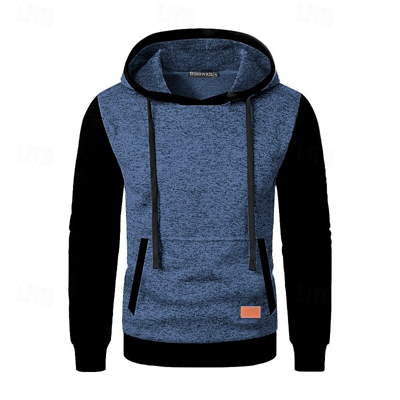 Men's Hoodie Black Wine Army Green Navy Blue Blue Hooded Color Block Patchwork Pocket Sports & Outdoor Daily Holiday Polyester Streetwear Basic Casual Spring Fall Clothing Apparel Hoodies Sweatshirts4