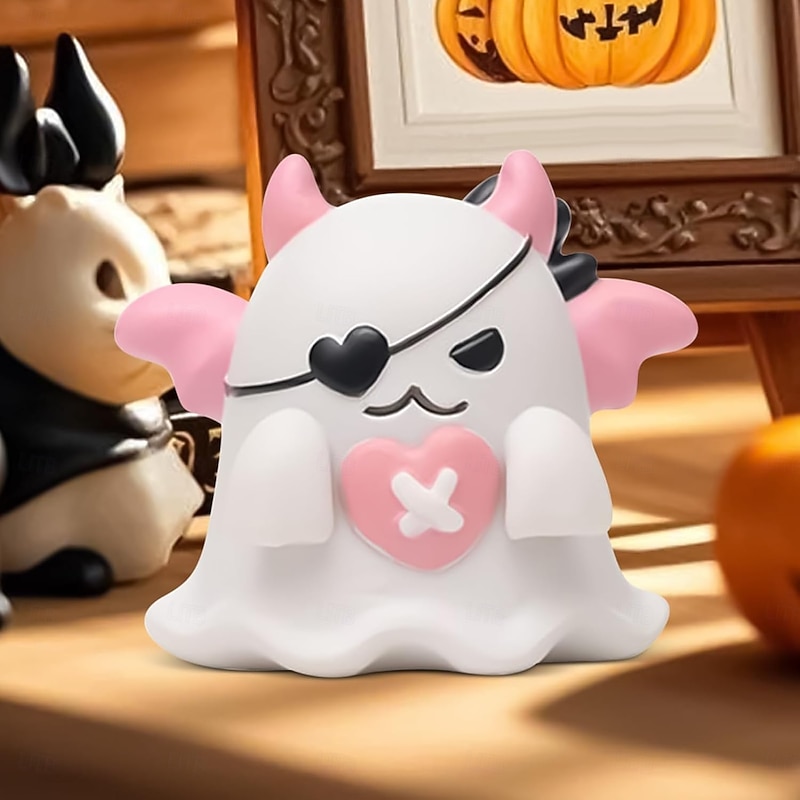 Halloween Cute Ghost Figurine Decoration Resin Creative Home Desktop Decoration, Cartoon Spooky Miniature, Fun Halloween Collectible Gift