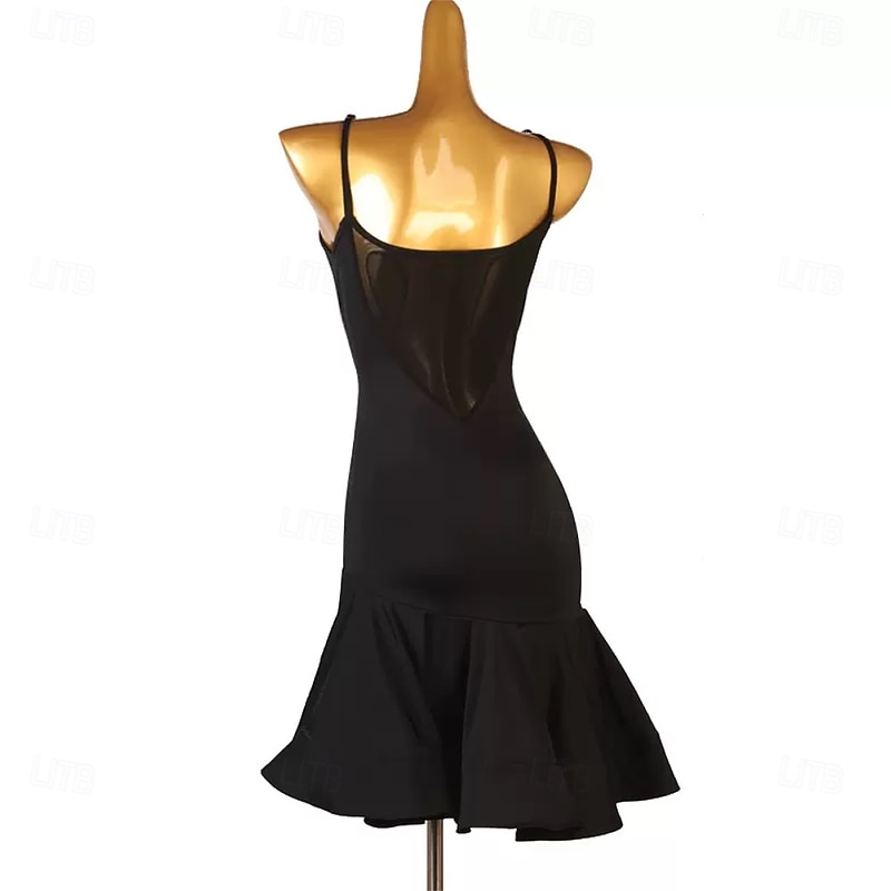 Women's Black V-Neck DanceWear Dance Dress Performance Wear2