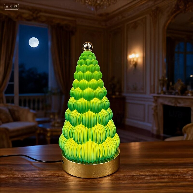 Three Color Led Christmas Tree Decoration Night Light Creative Birthday Gift Bedroom Bedside Usb Charging Atmosphere Table Lamp  1PC4