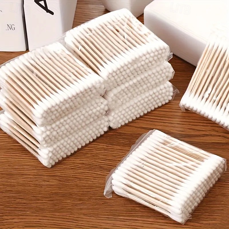 100/200pcs Double-Ended Cleaning Swabs, Gentle Dual-Tip Sticks for Ear Care, Makeup and Beauty, Dual-Point Design, Ideal for Home, Salon, Travel, Large Capacity, Smooth Surface, Compact Household Essential3