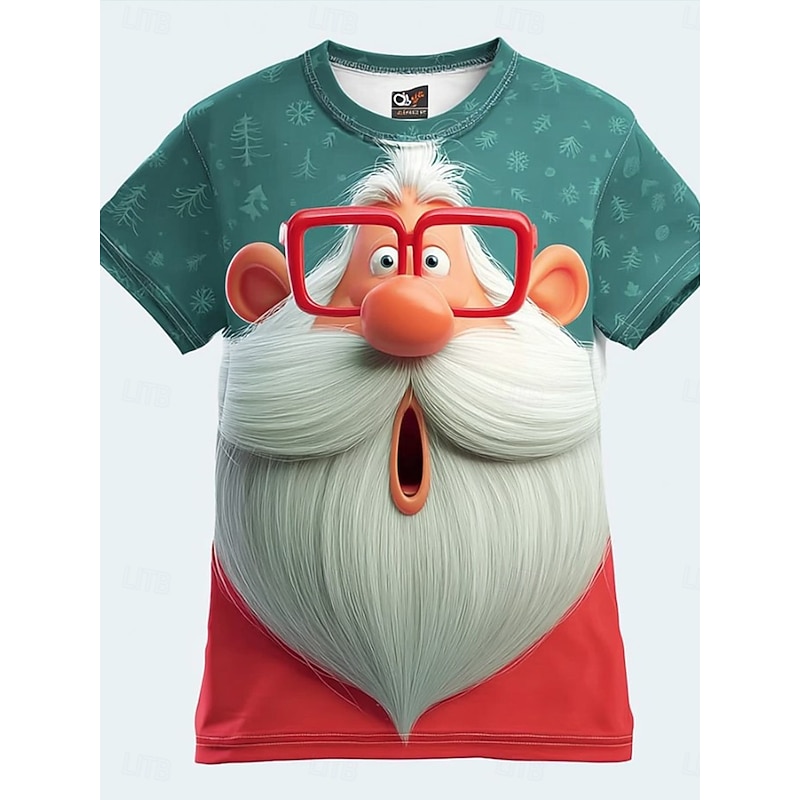 Christmas Women's T Shirt Graphic Santa Claus Vintage Stylish Classic Short Sleeve Crew Neck Round Neck Regular Tops Daily Print Black Blue Dark Green Green Fall Winter