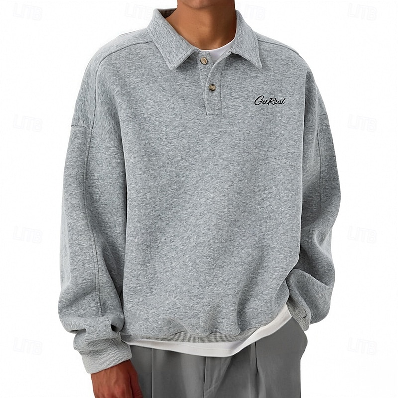 Men's Sweatshirt Black White Gray Lapel Plain Sports & Outdoor Daily Holiday Polyester Streetwear Basic Casual Spring Fall Clothing Apparel Hoodies Sweatshirts