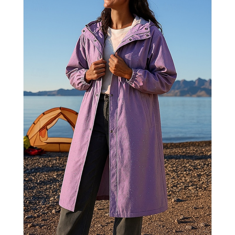 Women's Rain Coat Outdoor Waterproof Windproof Hiking Outfits Hiking Clothes Winter Autumn / Fall Top Camping / Hiking / Caving Running Solid Color Pink Blue Purple