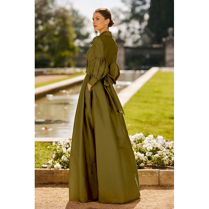 Jumpsuit Mother of the Bride  Wedding Guest Elegant V Neck Floor Length  Long Sleeve with Ruching Solid Color3