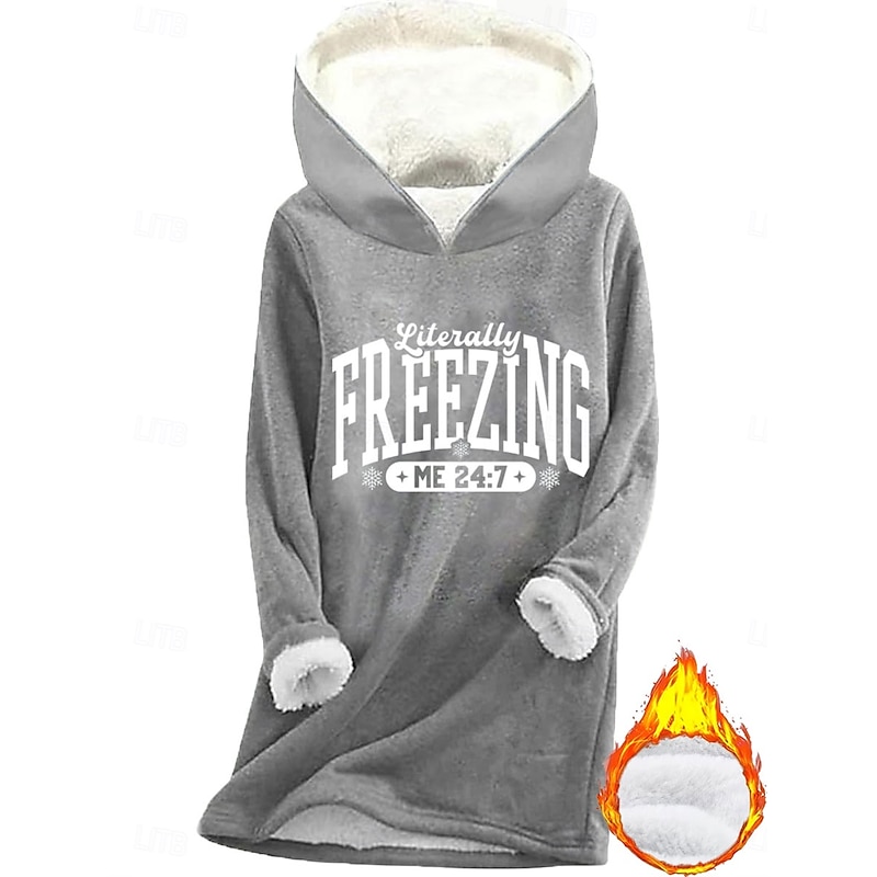Women's Pullover Hoodie Sweatshirt Graphic Letter Warm Casual Sherpa Fleece Long Sleeve Hooded Regular Tops Street Dailywear Casual Print Dark Pink Blue Gray Fall Winter4