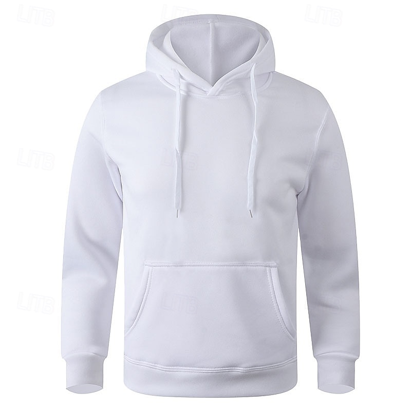Men's Hoodie Pullover Hoodie Sweatshirt Fleece Hoodie Black White Yellow Pink Army Green Hooded Plain Pocket Kangaroo Pocket Sports & Outdoor Casual Daily Polyester Streetwear Cool Sportswear Spring3