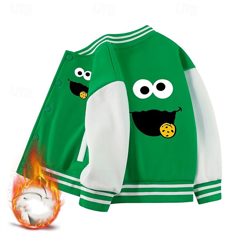 Kids Unisex Fleece Jacket Baseball Jackets Outerwear Color Block Long Sleeve Comfort Buttons Keep Warm Soft Fleece Coat Outdoor Cotton Fashion Daily Pinky Pink Black Spring Fall 4 years+3