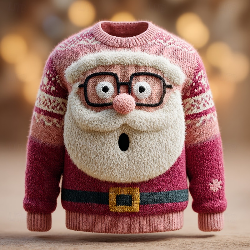 Ugly Christmas Sweater Men's Santa Claus 3D Print Snowflake Pullover Sweater Jumper Knitwear Crewneck Casual Vacation Daily Festival Keep Warm Long Sleeve Fall Winter Red -1 Red -2 Red -33