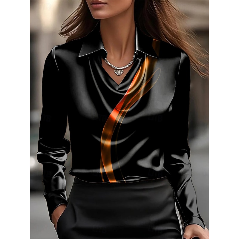 Women's Shirt Ombre Graphic Abstract Elegant Stylish Basic Long Sleeve Cowl Neck Regular Tops Work Party Evening Wear Daily Ruched Draped Red Blue Purple Orange Green Summer Fall2