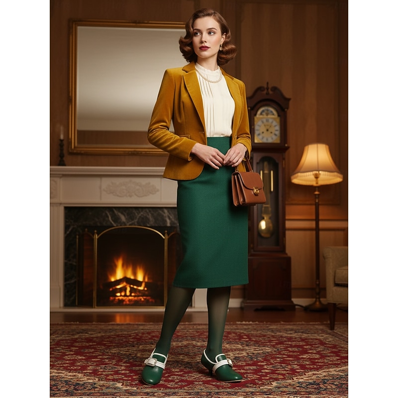 Women's Green 1920s Vintage Low Heel Pumps with Rhinestone Buckle – Retro Edwardian Style Dress Shoes for Gatsby Parties, Cosplay, and Formal Occasions4