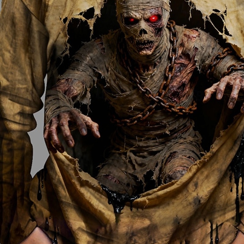 Halloween Boys' 3D Ghost T shirt Tee Long Sleeve Spring Fall Fashion Basic Kids 4-12 Years Crew Neck Outdoor Casual Daily Regular Fit3