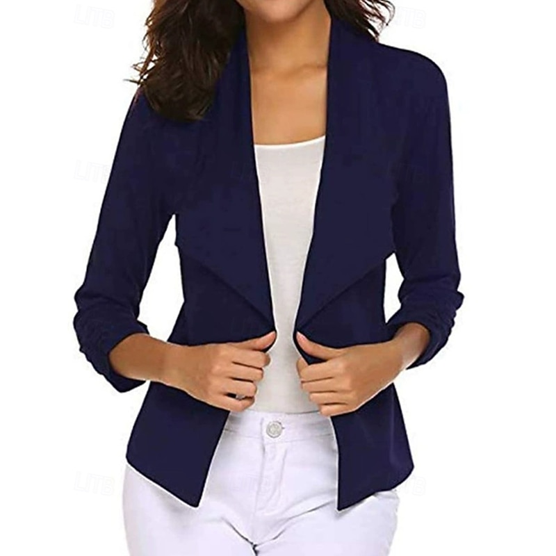 Women's Blazer Comfortable Patchwork Elegant Fashion Outdoor Plain Going out Casual Daily Weekend Cardigan Regular Lapel Regular Fit Long Sleeve Outerwear Black White Pink Spring Fall3