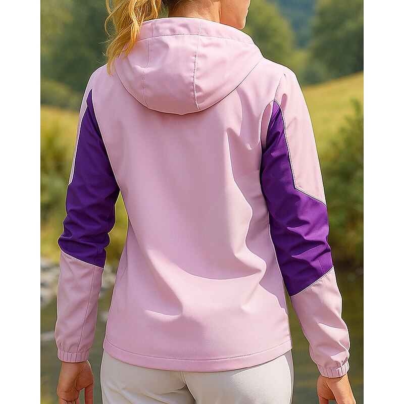 Women's Windbreaker Softshell Jacket Hiking Jacket Outdoor Waterproof Windproof Hiking Outfits Hiking Clothes Spring Autumn / Fall Top Fishing Camping / Hiking / Caving Running Patchwork Pink Blue2