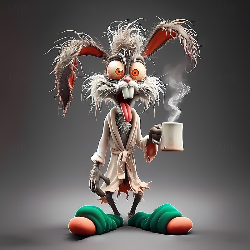 Men's Animal Rabbit Funny T Shirt Short Sleeve T shirt 3D Print Crew Neck Shirt Exaggerated Designer Party Holiday Purple Green Gray Summer Spring Clothing Apparel S M L XL XXL XXXL4