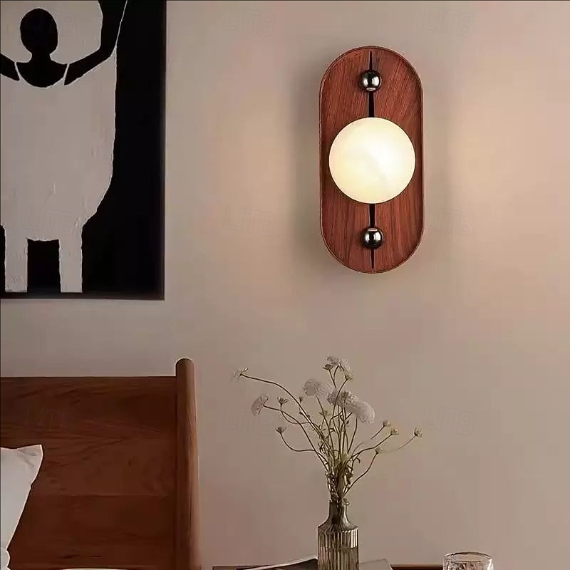 Indoor Wall Light LED Marble Wood Living Room Bedroom Metal Wall Lights Wall Light Fixtures for Bedroom Bathroom