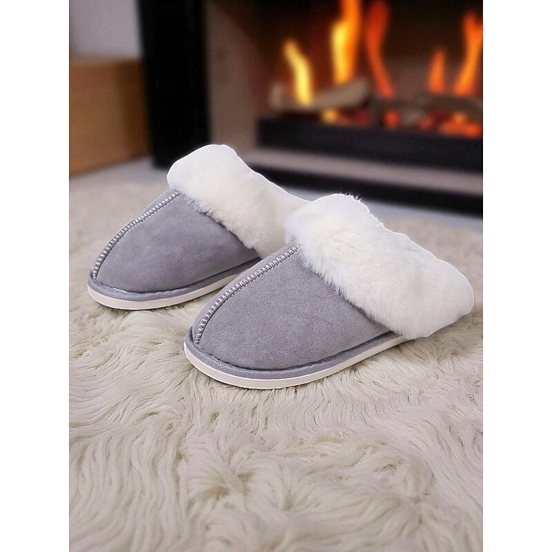 Women's Brown Cozy Slippers – Faux Suede Fleece Lined Warm Indoor House Shoes for Winter and Home Comfort4