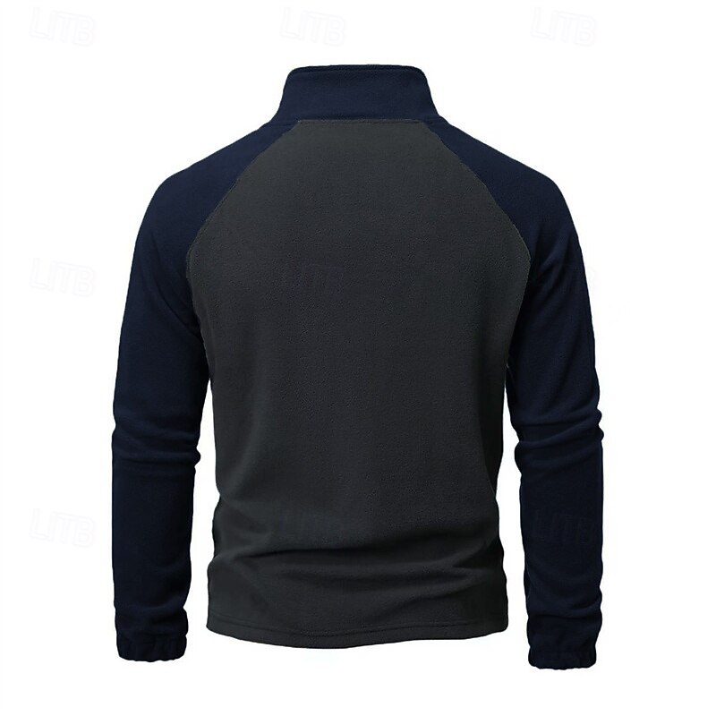 Men's Sweatshirt Fleece Sweatshirt Quarter Zip Sweatshirt Black Army Green Navy Blue Coffee Half Zip Color Block Patchwork Sports & Outdoor Daily Holiday Polyester Streetwear Basic Casual Fall Winter2