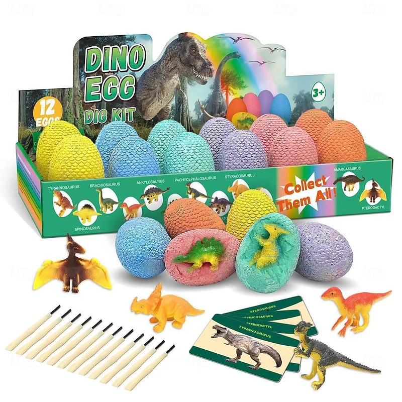 Dig a Dozen Dino Egg Kit for Kids - Dinosaur Toys Gift 3-12 Year Old - 12 Eggs & Surprise Dinosaurs - Basket Stuffers - Science STEM Activities - Boy Toy Party Gifts for Boys & Girls4