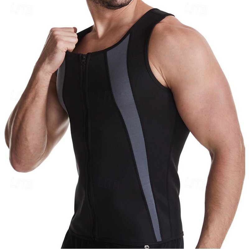 Men Color Block Breathable Tummy Control Waist Trainer Corset Vest For Gym Exercise & Fitness3