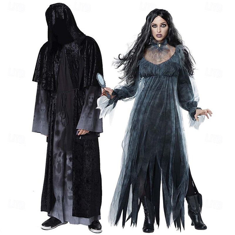 Grim Reaper Ghost Bride Halloween Fancy Costume Halloween Group Couples Costumes Scary Costume Adults' Couple's Men's Women's Carnival Masquerade Mardi Gras Performance Party Halloween Easy Halloween
