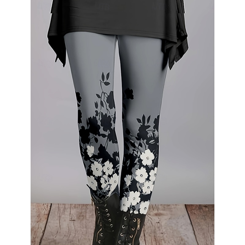 Women's Slacks Leggings Cozy Leggings Vacation Vintage Streetwear Ankle-Length Natural Graphic Flower Elastic Waist Print Comfy Outdoor Comfortable High Elasticity Outdoor Vacation Streetwear2