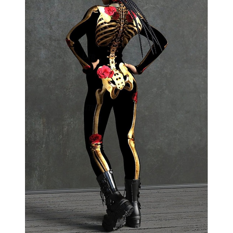 Skeleton Skull Halloween Party Costume Bodysuits Full Body Catsuit Carnival Costume Full Body Suit One Piece Scary Costume Kid's Adults' Men's Women's Boys' Carnival Masquerade Mardi Gras Performance2