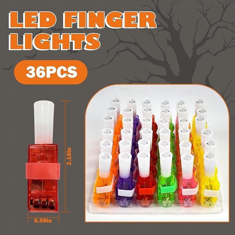 Halloween Party Favors for Kids 36PCS LED Finger Lights Glow in The Dark Party Supplies Halloween Goodie Bag Fillers Treats Pinata Stuffers for Halloween Prizes Classroom Gifts Trick or Treat Toys4