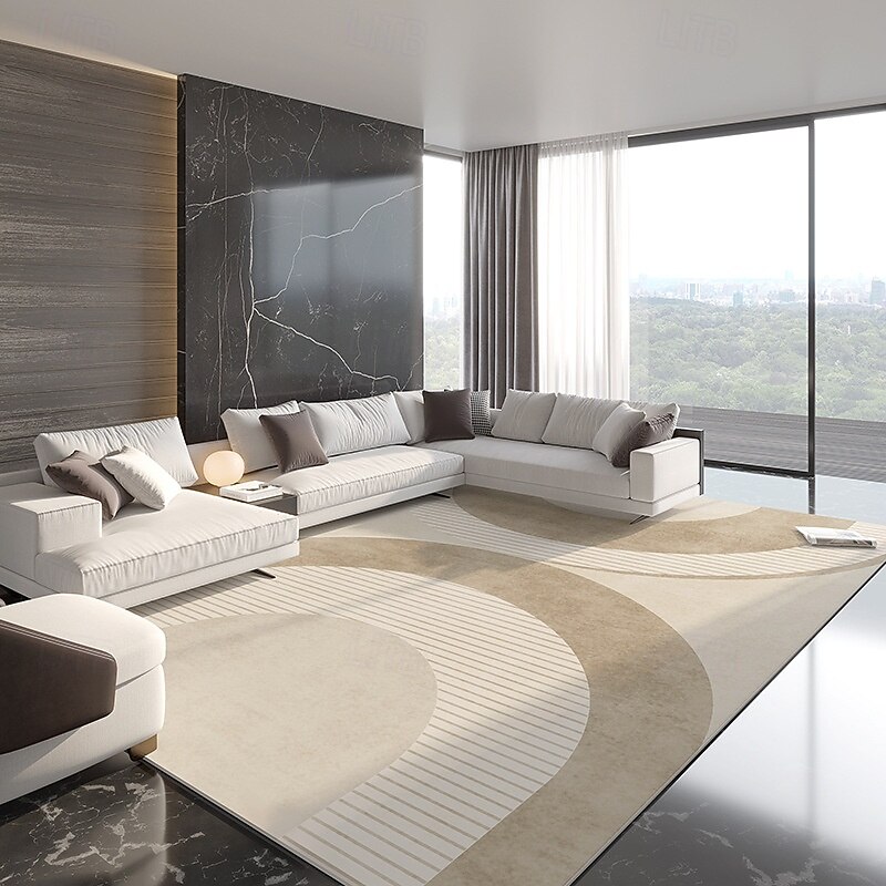 Cream Style Area Rug, Cozy Living Room Carpet, Soft Bedroom Bedside Rug, Large Floor Mat for Sofa & Coffee Table, Full Coverage Apartment Decoration4